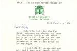 Letter from Alf Morris MP.